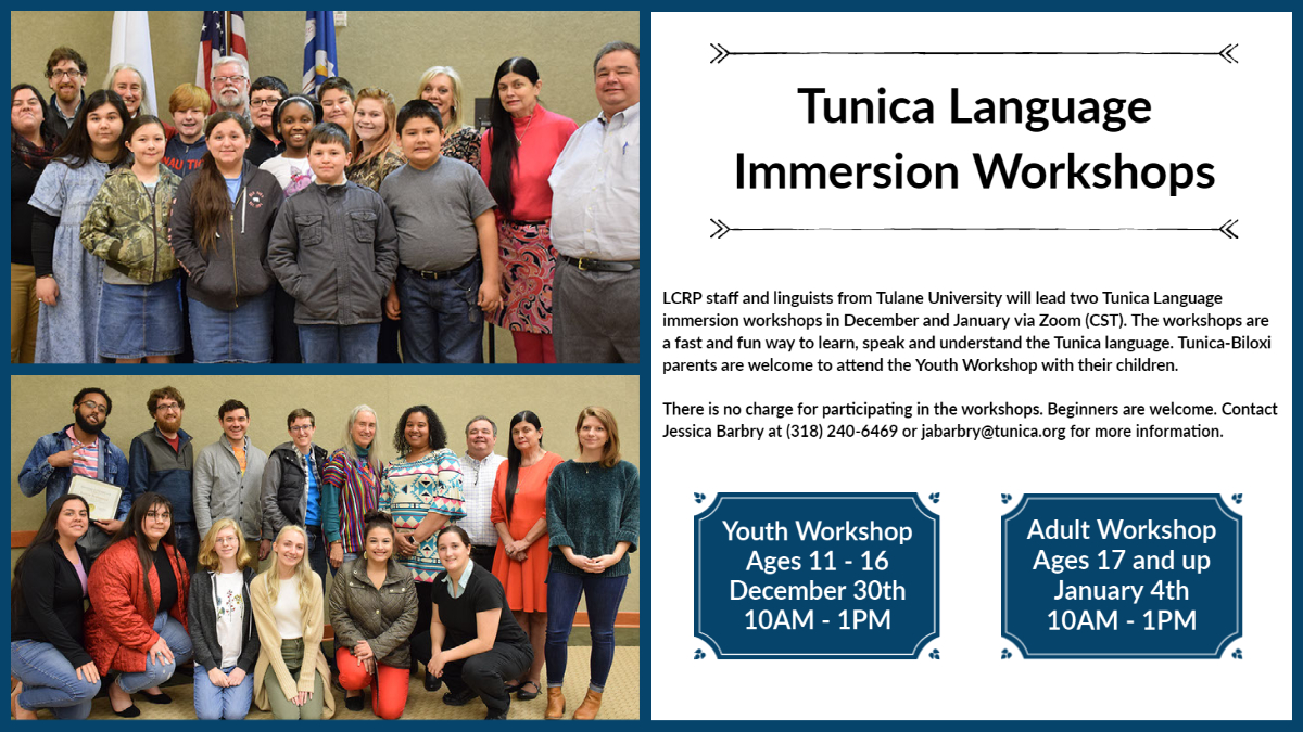 Tunica-Biloxi Tribe of Louisiana Offers Tunica Language Immersion Workshops