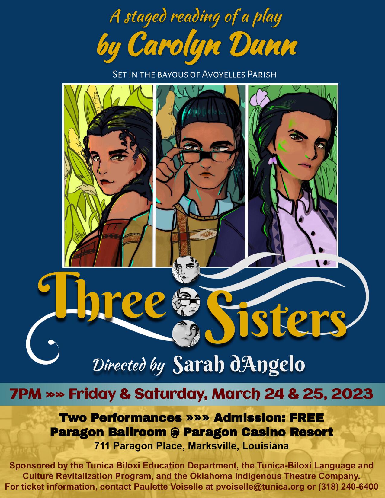 Staged Reading of Play Three Sisters, set on Tunica-Biloxi Reservation, Debuts in Avoyelles Parish