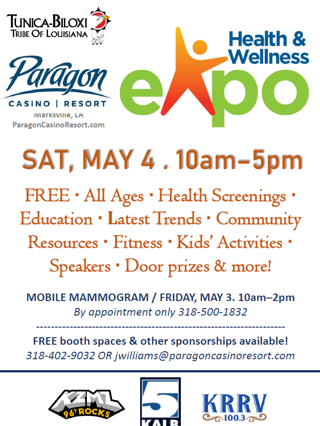 Paragon Casino Resort and Tunica-Biloxi Tribe to Host Free Public Health & Wellness Expo